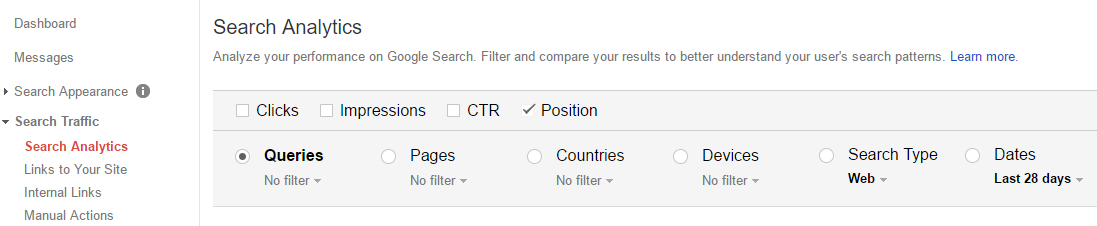 search console keywords