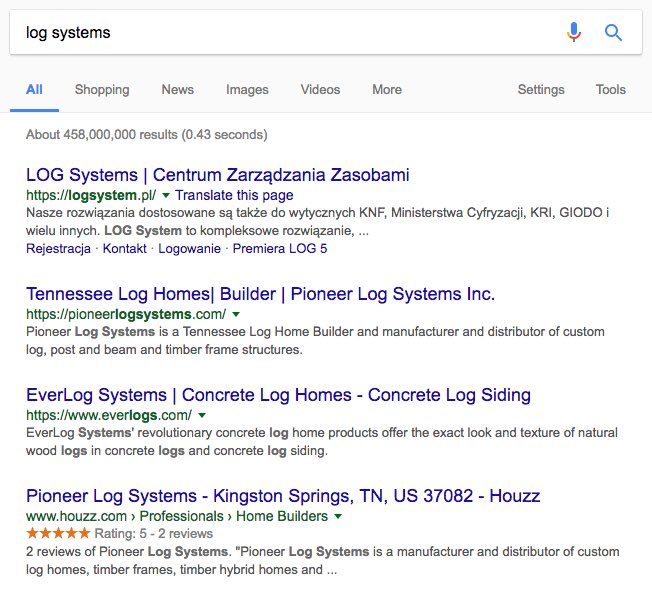 serp for log systems